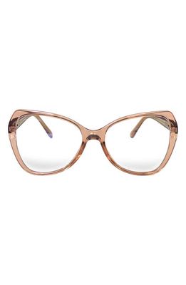Fifth & Ninth Margot 54mm Butterfly Blue Light Blocking Glasses in Transparent Tan/Clear