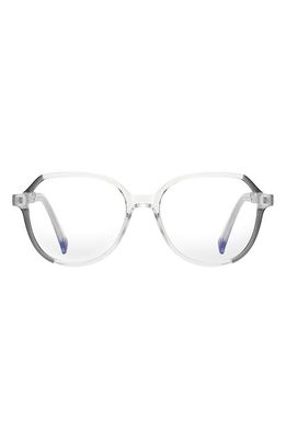 Fifth & Ninth Nelli 53mm Round Blue Light Blocking Glasses in Transparent Grey