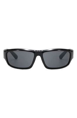 Fifth & Ninth Remi Sporty 61mm Polarized Rectangular Sunglasses in Black/Black