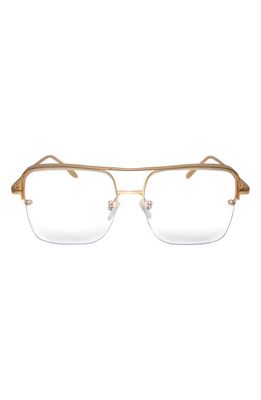Fifth & Ninth Sunday 58mm Aviator Blue Light Blocking Glasses in Gold/Clear