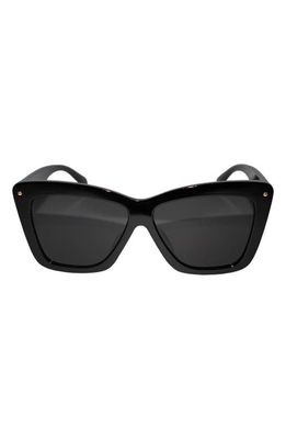 Fifth & Ninth Willow 57mm Polarized Cat Eye Sunglasses in Black/Black