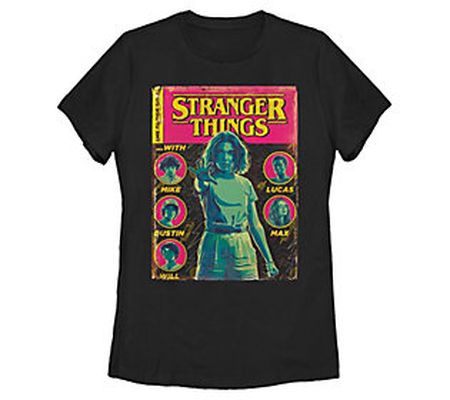 Fifth Sun Women's Stranger Things Comic Cover B lack Tee