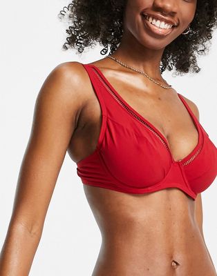 Figleaves Fuller Bust underwired bikini top in red