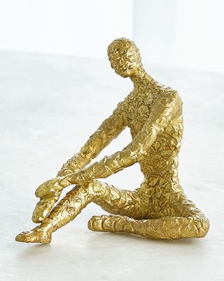 Figural Male Dancer Sitting Sculpture