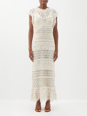 Fil De Vie - Isadora Crocheted Cotton-blend Maxi Dress - Womens - Cream