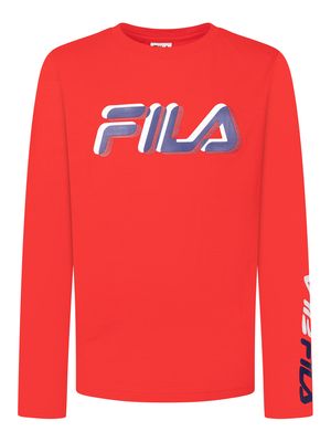 Fila Boys Long Sleeve Graphic T-Shirt in Red