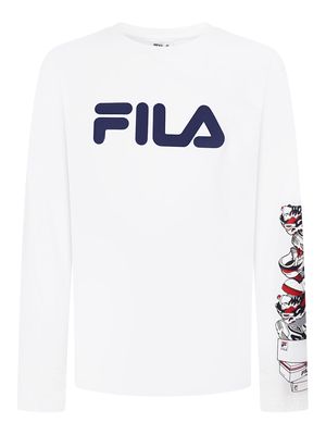 Fila Boys Long Sleeve Graphic T-Shirt in White