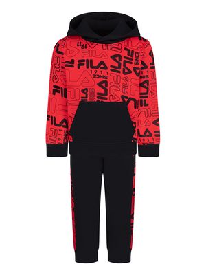 Fila Boys Long Sleeve Logo Hoodie & Jogger 2-Piece Set in Red