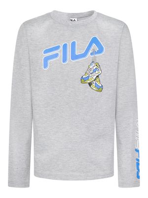 Fila Boys Long Sleeve Logo T-Shirt in Grey Heather