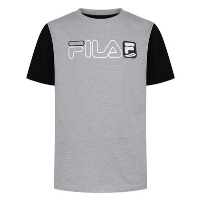 Fila Boys Short Sleeve Graphic Logo T-Shirt in Heather Grey