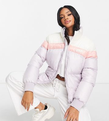 Fila color block puffer jacket in lilac & pink-Purple