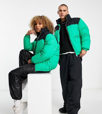 Fila color blocked puffer with logo in green