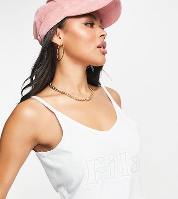 Fila crop top with retro print in washed light blue