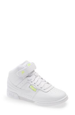 FILA F-13 High Top Sneaker in White /Safety Yellow /White