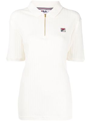 Fila front-zip ribbed knit polo shirt - White