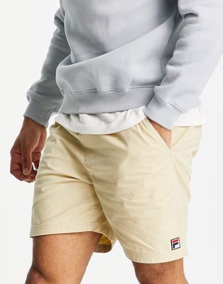 Fila jersey shorts with logo in tan-Neutral