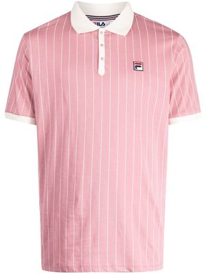 Fila logo-patch pinstripe polo shirt - Pink