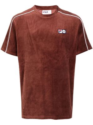 Fila logo-patch velvet T-shirt - Brown