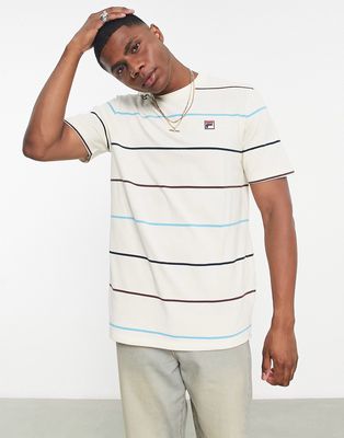 Fila striped T-shirt with branding in ecru-Neutral