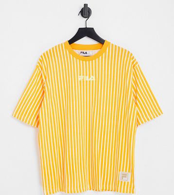 Fila striped t-shirt with logo in orange - exclusive to ASOS