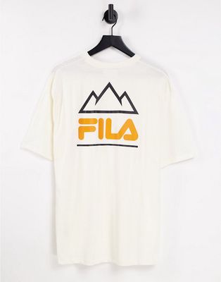 Fila t-shirt with back print in ecru-Neutral