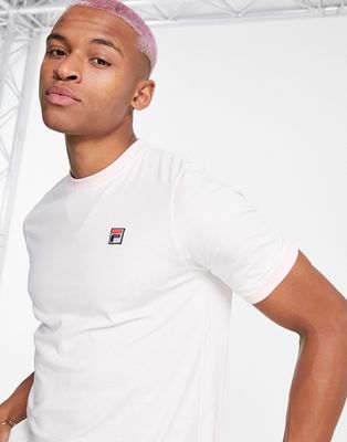 Fila t-shirt with logo in ecru and pink-White
