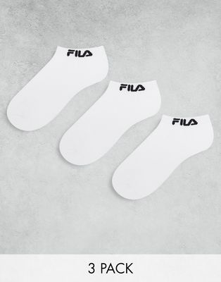 Fila unisex 3 pack sneaker socks in white and black