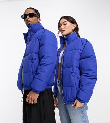 Fila Unisex color blocked puffer with logo in blue