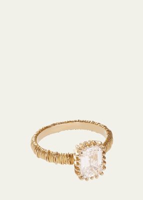 Filigree 18K Recycled Yellow Gold Emerald Cut Lab Grown Diamond Statement Ring, 2tcw