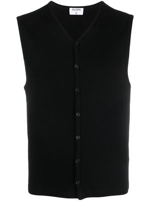 Filippa K button-front round neck vest - Black