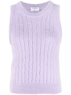 Filippa K cable-knit crew-neck vest - Purple