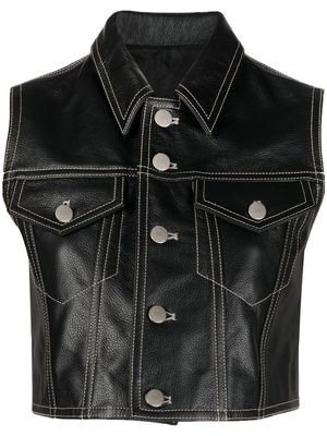 Filippa K cropped leather vest - Black