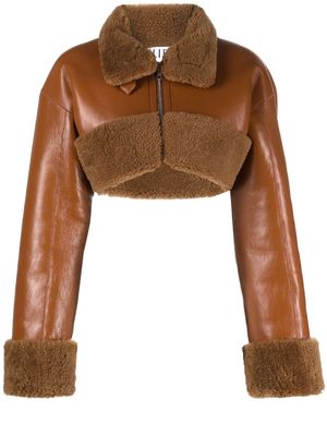 Filippa K cropped shearling leather jacket - Brown