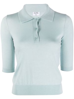 Filippa K fine-knit short-sleeved polo shirt - Blue