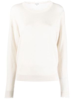 Filippa K frayed-neckline detail jumper - White