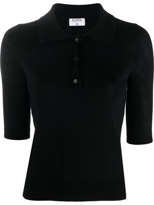 Filippa K half-sleeved knitted polo top - Black