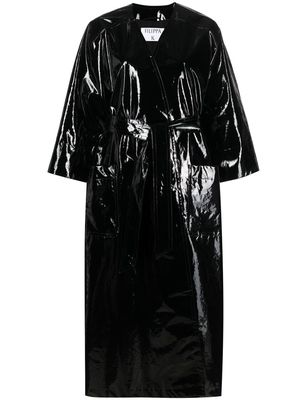 Filippa K high shine belted wrap coat - Black