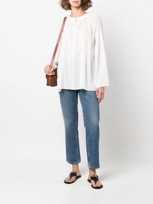 Filippa K Lila ruched silk-blend blouse - White
