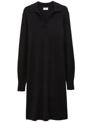 Filippa K logo-embroidered knitted polo dress - Black