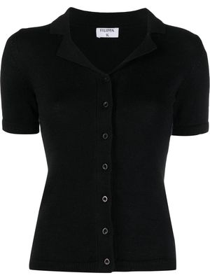 Filippa K notched collar short-sleeve cardigan - Black