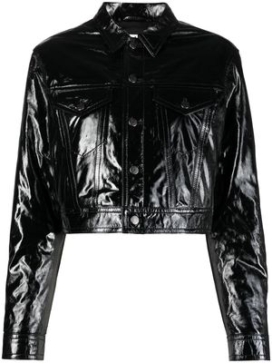 Filippa K patent-leather cropped jacket - Black
