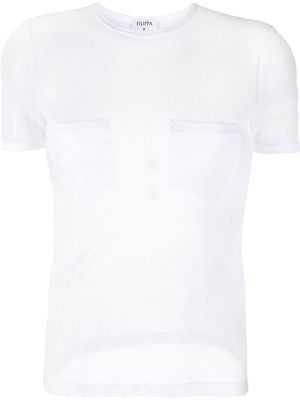 Filippa K pocket-detail mesh cotton T-shirt - White
