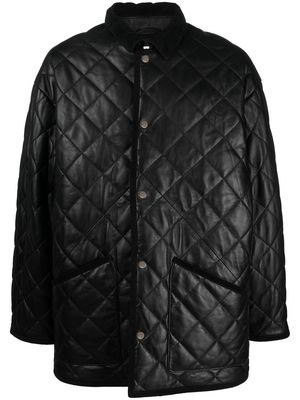 Filippa K quilted leather coat - Black