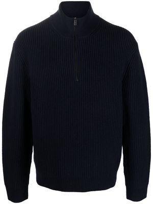 Filippa K ribbed knit half zip jumper - Blue