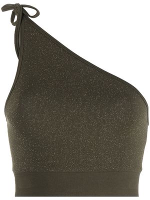Filippa K Soft Sport metallic one-shoulder top - Green