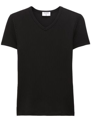 Filippa K V-neck ribbed-knit T-shirt - Black