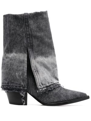 Filles A Papa 75mm denim calf-length boots - Black