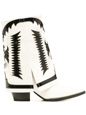 Filles A Papa two-tone cowboy-style 80mm boots - White