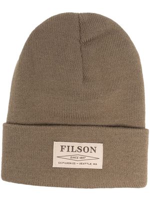 Filson knitted logo-patch beanie - Brown