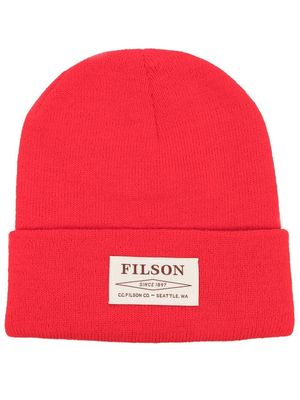 Filson knitted logo-patch beanie - Red